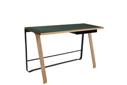 Bent Hansen Hemingway Skrivebord m. Opladerstation & Skuffe L: 120 cm - Matlakeret Eg/Conifer Green Linoleum