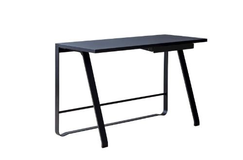 Bent Hansen Hemingway Skrivebord m. Opladerstation & Skuffe L: 120 cm - Sortlakeret Bøg/Smokey Blue Linoleum