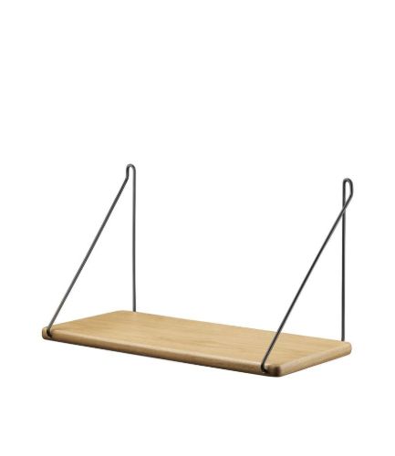 FDB Møbler B145 Regal mit Befestigung Ejvind Johansson 20x45 cm – Lackiertes Eichenfurnier/Natur/Schwarz pulverbeschichtet