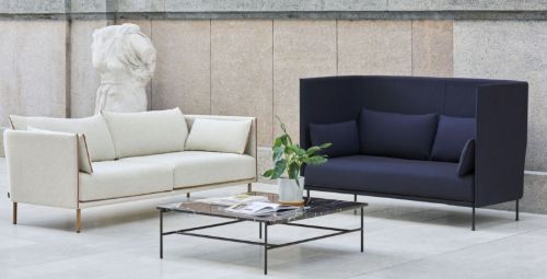 HAY Silhouette 2-Personen-Sofa mit hoher Rückenlehne, Mono – Remix 783 / Schwarz pulverbeschichteter Stahl