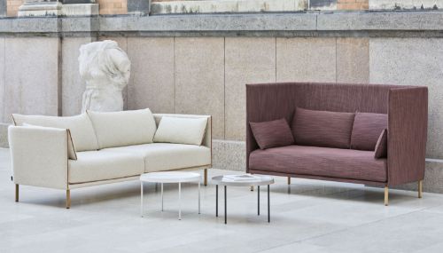 HAY Silhouette 2-Personen-Sofa mit hoher Rückenlehne, Mono – Linara 142 / verchromter Stahl