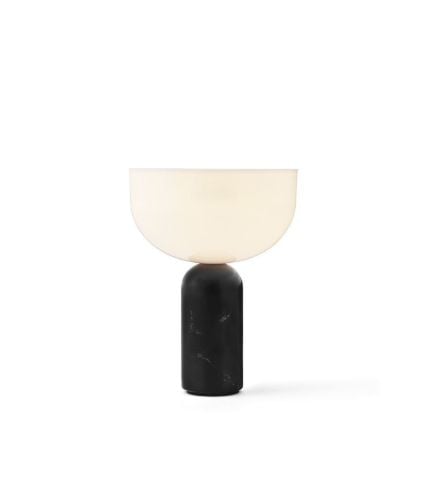 New Works Kizu Tragbare Tischlampe Ø: 18 cm – Schwarzer Marmor / Weißes Acryl