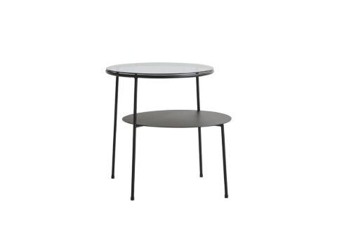 WOUD Duo Side Table H: 60 cm - Black Metal/Dark Smoked Glass