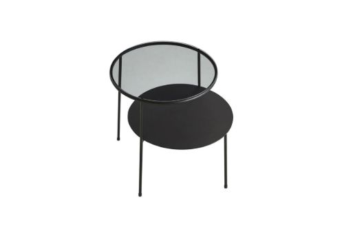 WOUD Duo Beistelltisch H: 60 cm – Schwarzes Metall/Dunkles Rauchglas