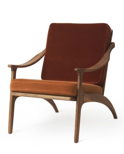 Warm Nordic Lean Back Lounge Chair SH: 41 cm - Teak/Brick/Rusty
