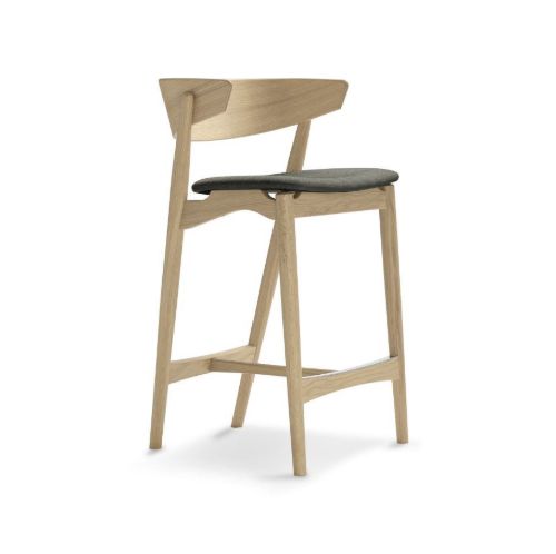 Sibast Furniture No 7 Bar Stool SH: 65 cm - White Oil Oak / Remix 133 Dark Grey