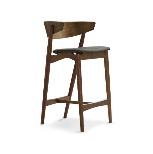 Sibast Furniture No 7 Bar Stool SH: 65 cm - Smoked Oak / Remix 133 Dark Grey
