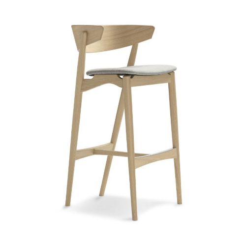 Sibast Furniture No 7 Bar Stool SH: 75 cm - White Oil Oak / Remix 123 Light Grey