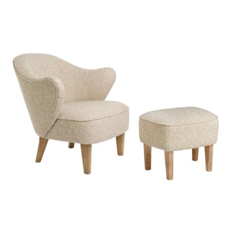 Audo Copenhagen Ingeborg Signatur Loungestol m. fodskammel SH: 40 cm - Sacho Zero Boucle 001/Eg