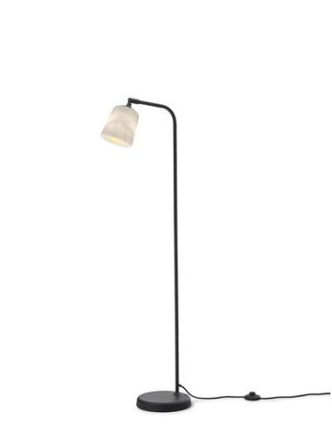 New Works Material Floor Lamp H: 125 cm - White Marble/Black Base