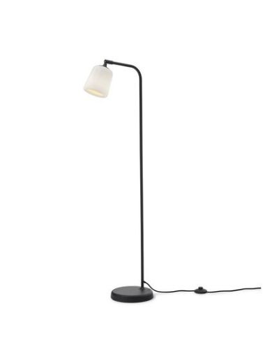 New Works Material Floor Lamp H: 125 cm - White Opal/Black Base