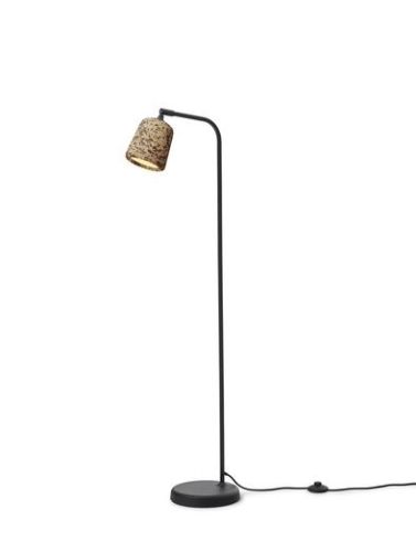 New Works Material Floor Lamp H: 125 cm - Mixed Cork/Black base