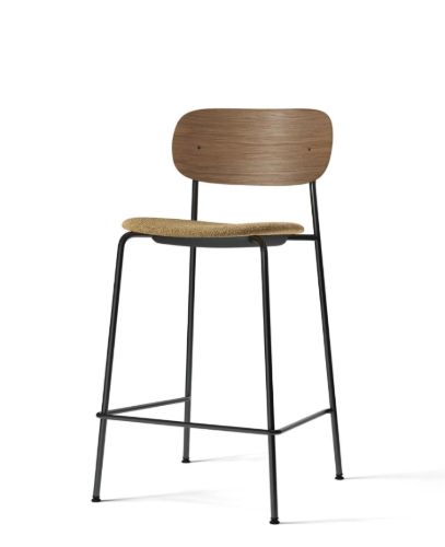 Audo Copenhagen Co Counter Chair Veneer Seat Upholstered SH: 68,5 cm - Dark Stained Oak/Audo Copenhagen Bouclé 06