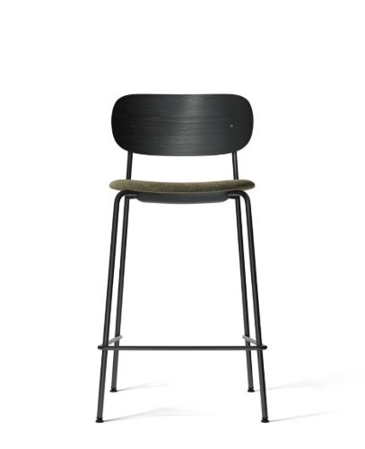 Audo Copenhagen Co Counter Chair Furniersitz gepolstert SH: 68,5 cm – Schwarze Eiche/Moos 001