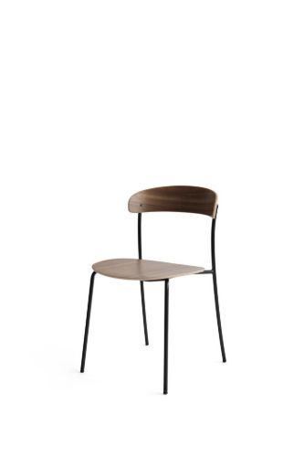 New Works Missing Chair SH: 46 cm – Walnuss/Schwarz