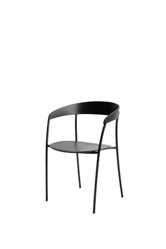 New Works Missing Sessel SH: 46 cm – Esche schwarz/Schwarz
