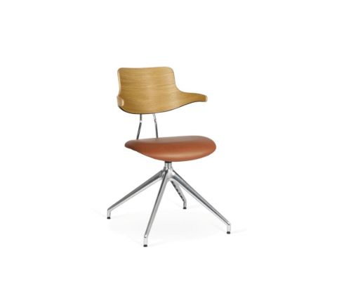 Vermund VL119 Spisebordsstol SH: 46 cm - Krom/Olieret Eg/Cognac Sierra Læder