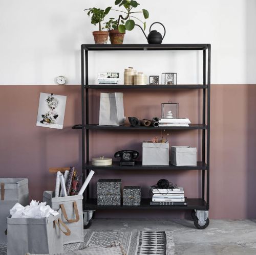 House Doctor Bücherregal M. 4 Rollen H: 175 cm - Schwarz