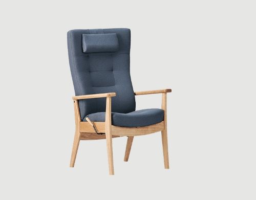 Farstrup Plus 5900 Lænestol SH: 47 cm - Eg/Støvet Blå - Cura 66160