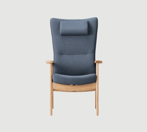Farstrup Plus 5910 Lænestol SH: 47 cm - Eg/Støvet Blå - Cura 66160