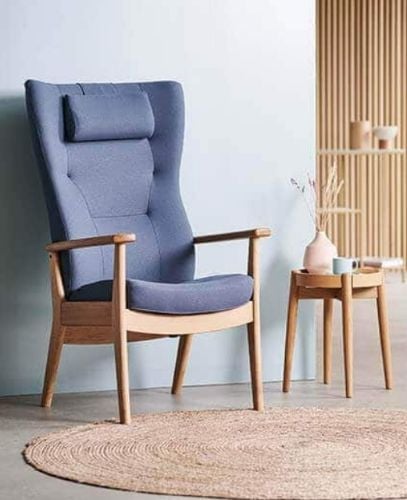 Farstrup Plus 5960 Lænestol SH: 47 cm - Eg/Støvet Blå - Cura 66160