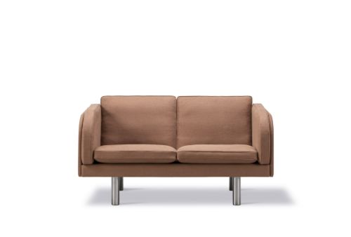 Fredericia Furniture JG Sofa 2 pers L: 142 cm - Rustfrit Stål - Børstet / Grand Linen 4803