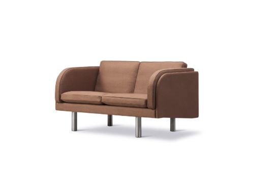 Fredericia Furniture JG Sofa 2 Personen L: 142 cm – Edelstahl – Gebürstet / Grand Linen 4803