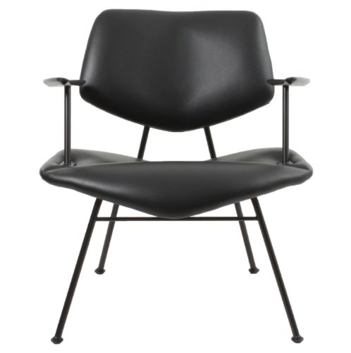 Vermund Larsen VL135 Gemütlicher Loungesessel mit Armlehnen SH: 40 cm – Sierra Black/Schwarze Pulverbeschichtung