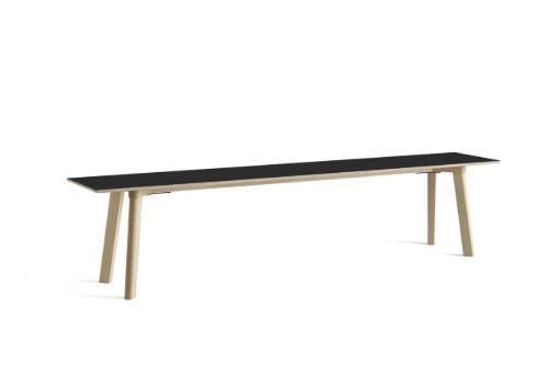 HAY CPH Deux 215 Bench 200x35x45 cm - Untreated Solid Beech/Ink Black Laminate