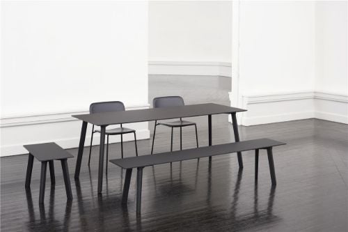 HAY CPH Deux 215 Bench 75 x 35 x 45 cm – Steingrau lackierte massive Buche/steingraues Laminat