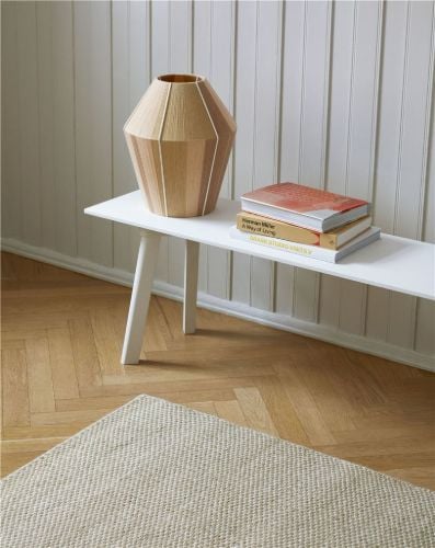 HAY CPH Deux 215 Bench 140 x 35 x 45 cm – perlweiß lackierte massive Buche/perlweißes Laminat