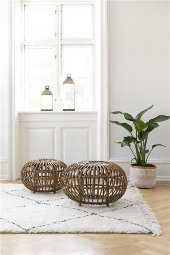 Sika-Design Ottomane Ø: 65 cm – Antik poliert