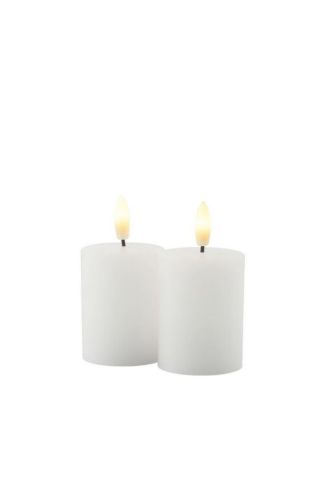Sirius Sille Stearinlys 2 stk H: 6,5 cm - Hvid