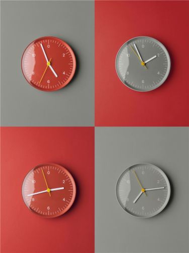 HAY Wanduhr Ø: 26,5 cm - Recyceltes Aluminium/Rot