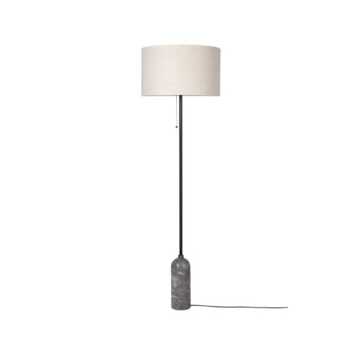 GUBI Gravity Gulvlampe - Grå Marmor Base Hessian Skærm