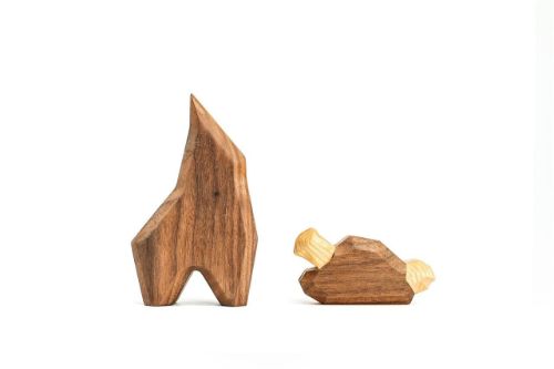 FableWood Kleine Giraffe 6x11 cm - Walnuss/Esche OUTLET