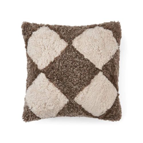 Natures Collection Pattern Collection Cushion New Zealand Sheepskin 40x40 cm - Taupe/Pearl OUTLET
