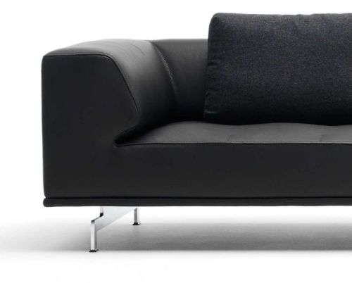 Fredericia Furniture 450 Delphi 4 Pers. Sofa L: 360 cm – Schwarzes Cava-Leder/Aluminium