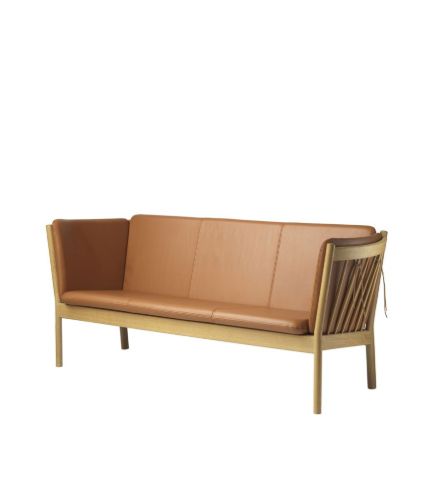 FDB Furniture J149 3-Sitzer-Sofa Erik Ole Jørgensen L: 189,5 cm – Eiche/Cognac-Leder