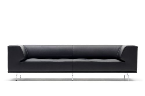 Fredericia Furniture 4511 Delphi 3 Pers. Sofa L: 240 cm - Sort Læder/Aluminium - kampagne