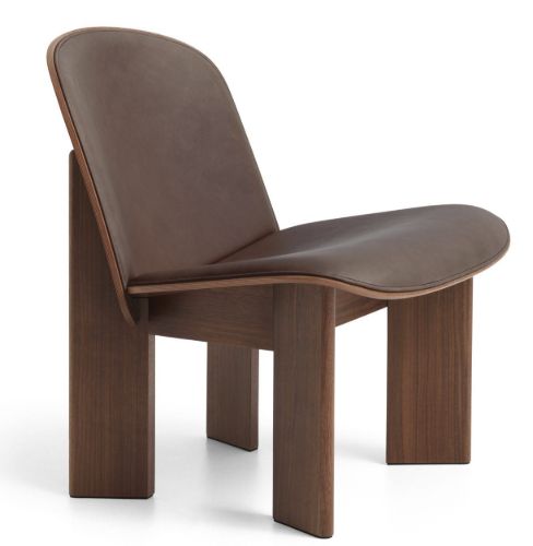 HAY Chisel Lounge Chair Polstret  - Black Lacquered Oak/Sense Leather Dark Brown