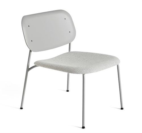 HAY Soft Edge 100 Lounge Seat Upholstery  - Soft Grey Powder Coated Steel Soft Grey Stained/Hallingdal 116