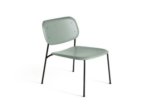 HAY Soft Edge 10 Lounge Chair SH: 40 cm - Dusty Green/Black Powder Coated Steel