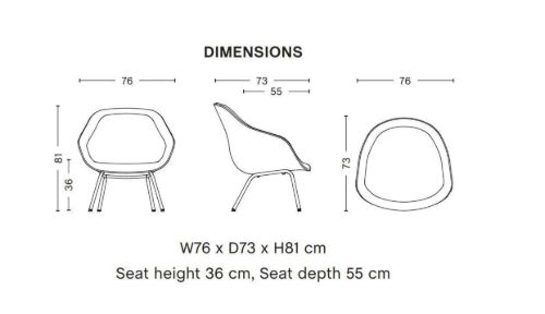 HAY AAL87 Stuhl SH: 36 cm – Schwarz pulverbeschichteter Stahl / Sense Schwarzes Leder
