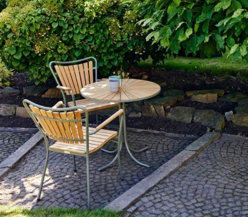 Mandalay Daisy Cafétisch Ø70 cm Inkl. 2 Gartenstühle Gartenmöbelset - Olivgrün/Teak