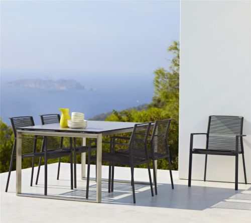 Cane-line Outdoor Edge Stühl SH: 46 cm - Anthrazit/Aluminium