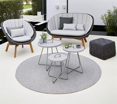 Cane-line Outdoor On-The-Move Beistelltisch Stor Ø: 52 cm - Hellgrau