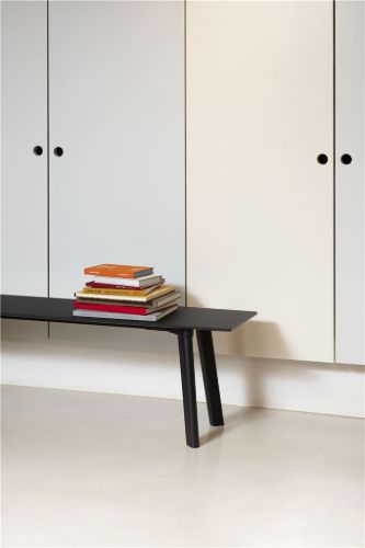 HAY CPH Deux 215 Bench 200 x 35 x 45 cm – schwarz lackierte massive Buche/Tintenschwarzes Laminat
