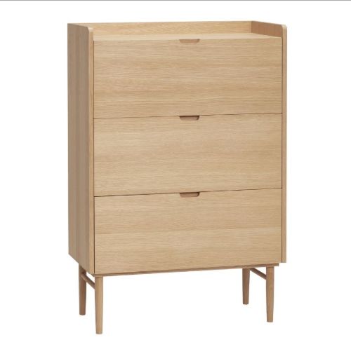Hübsch Hide Kommode Med 3 Skuffer 120x80 cm - Egetræ Natur FORUDBESTIL: OKTOBER 2026