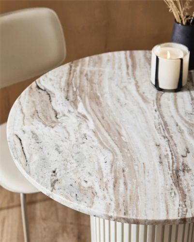 Nordal ERIE Couchtisch H: 75 cm – Holz/Elfenbeinmarmor